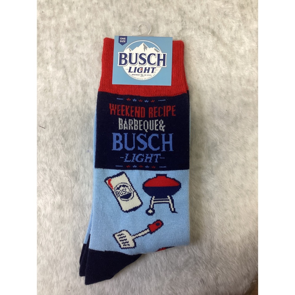 Busch Light Beer Weekend Recipe Barbeque Crew Socks One Size New